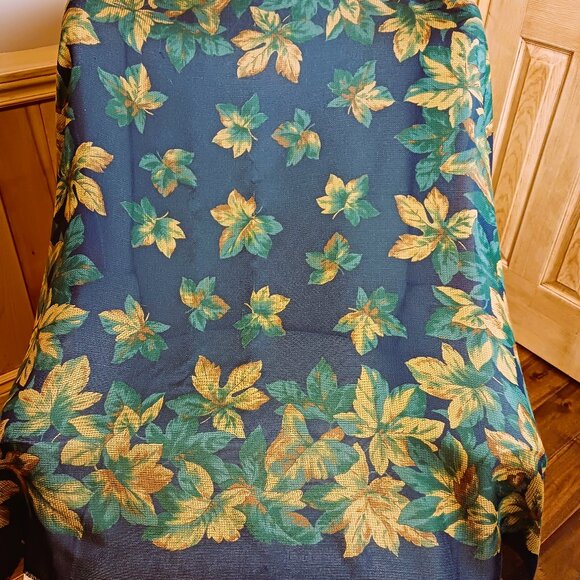 FALL DELIGHT Made in Italy scarf wrap Navy Green gold brown elegant VGUC - Picture 5 of 5